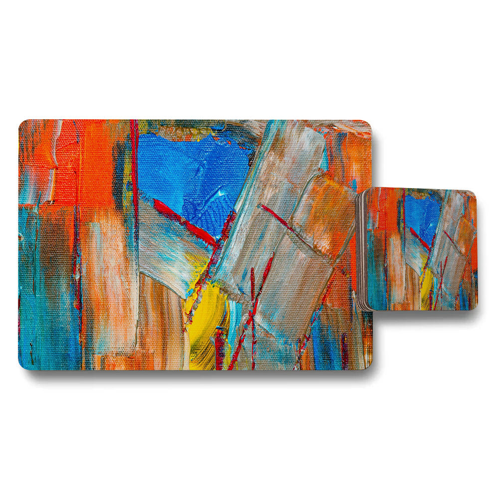 Abstract Colorful Placemats and Coaster Set for Table Decor
