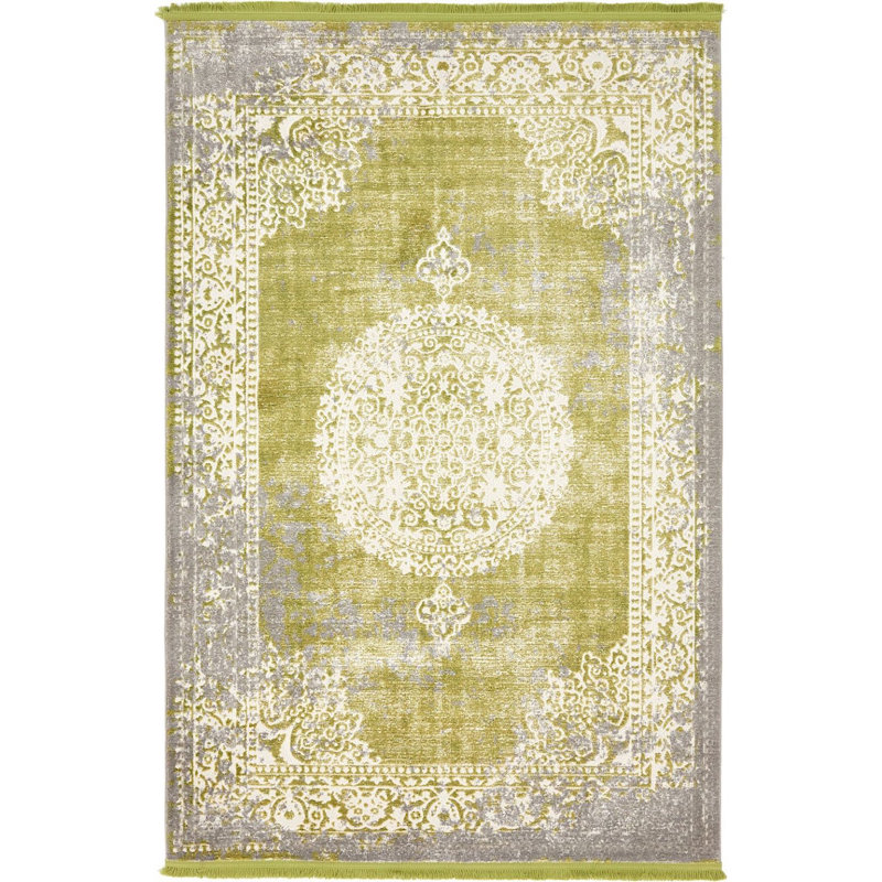 Malynn Oriental Area Rug, Rectangle 8' x 11'4", Light Green