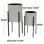 Ensemble de 2 pots d'intérieur et d'extérieur texturés en métal avec supports en X amovibles-207730282