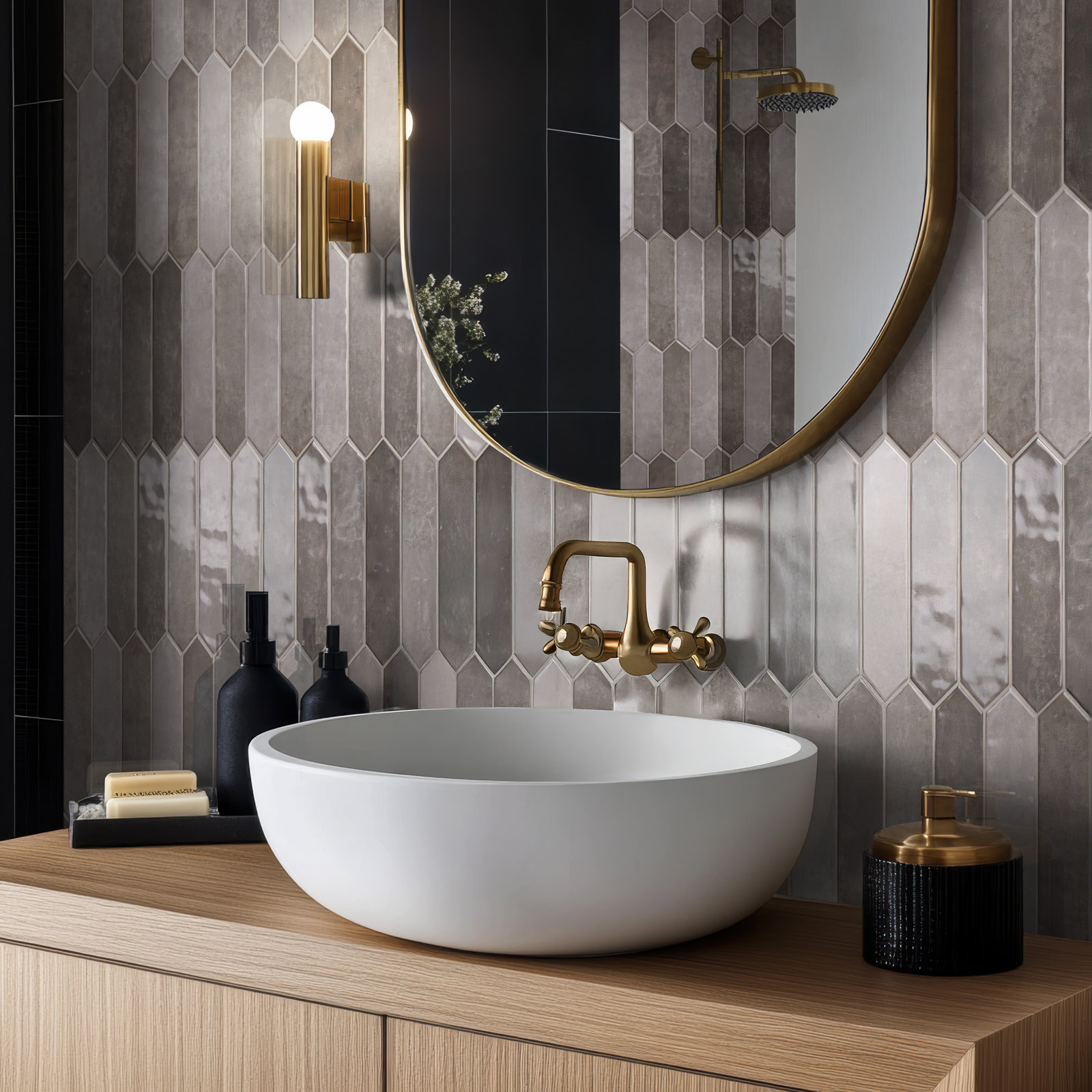 Renzo Ceramic Picket Wall Tile, Storm