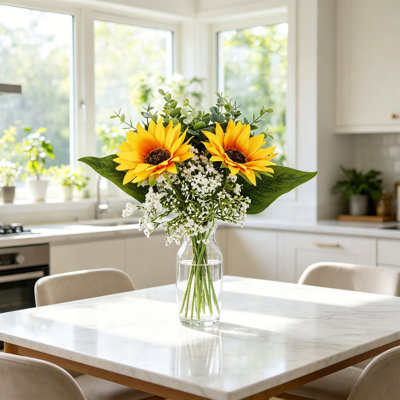  Fake Artificial Flowers Faux Silk Flowers Romantic Floral Arrangements and Decorative Accents Artificial Sunflowers Baby's Breath Roses and Artificial Greenerys