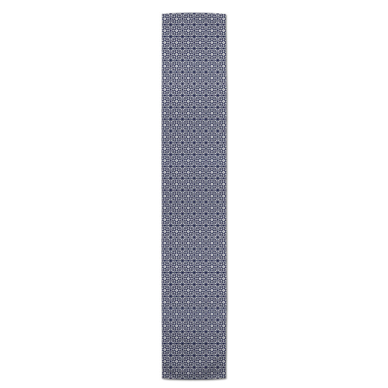 Artis Geometric Table Runner, 72" L x 16" W, Navy Blue