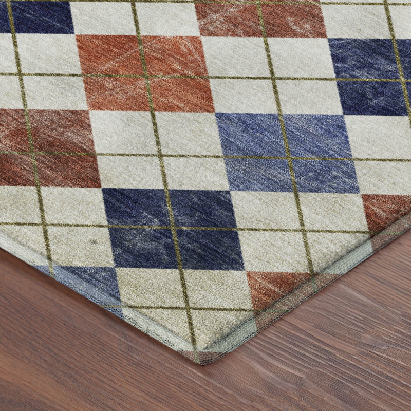 Premium Machine Washable Mayfield AMF2237 Geometric Rug, 3' x 5', Orange