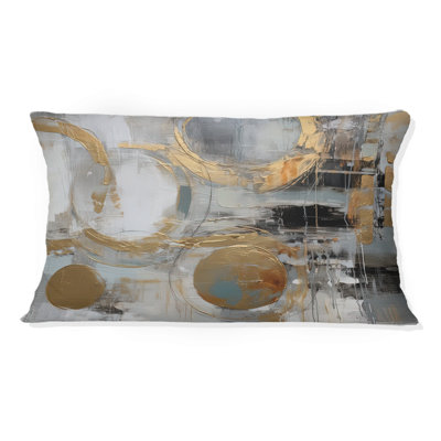 Gold And Grey Radical Simplicity II - Abstract Midcentury Printed Throw Pillow