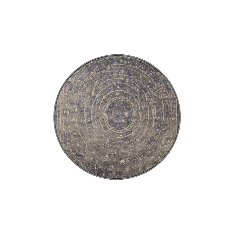Machine Washable Gray Area Rug, Round 3'
