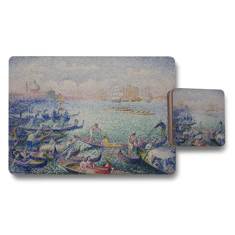 Impressionist Seascape Placemat And Coaster Set For Home Decor
