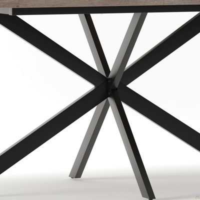 55.11"-70.86"Retro Rectangular Stretch Dining Table, Grey Carole Top With Same Color Embossed Center Plate,With Storage Box,Suitable for dining rooms,