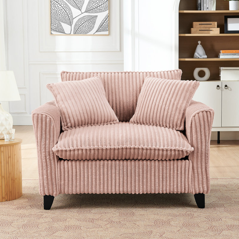 Chaise simple en velours côtelé rose avec dossier confortable et facile à assembler, pour économiser de l'espace sur le balcon