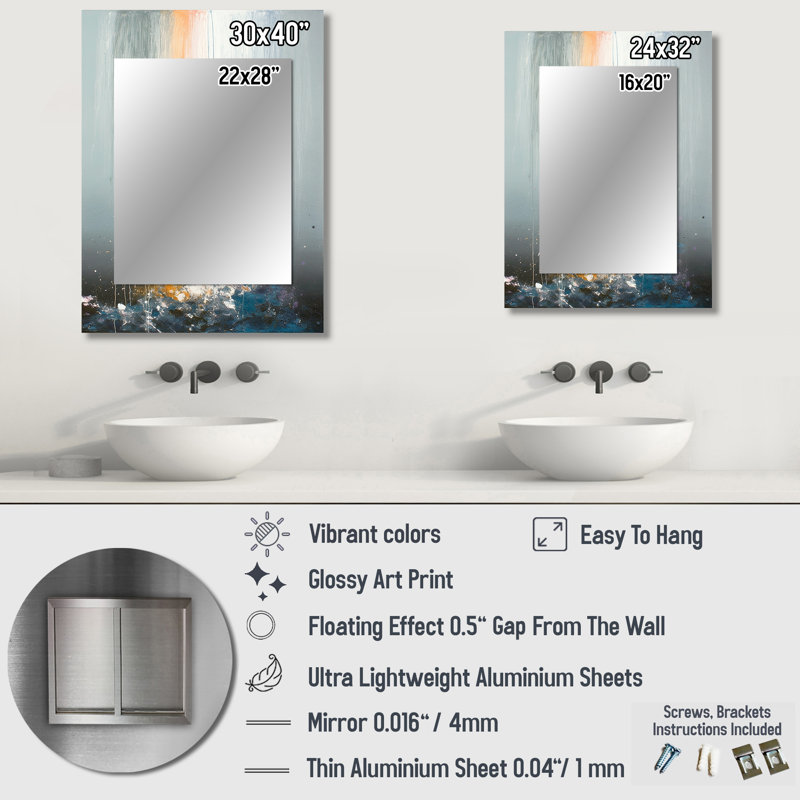Early Morning Sunset Abstract Landscape - Landscapes Decorative Wall Mirror, Modern Mirror, Printed Metal Art, 40" x 30"