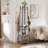 Industrial Style Freestanding Coat Rack: Hall Tree with Storage Shelves, Metal Basket & 8 Hooks-1594119839