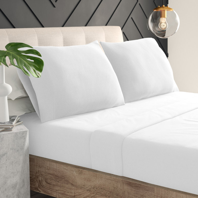 Microfiber Percale Sheet Set with Deep Pocket Fitted Sheet, White, Queen Sheet Set + 1 Fitted Sheet + 2 Pillowcases