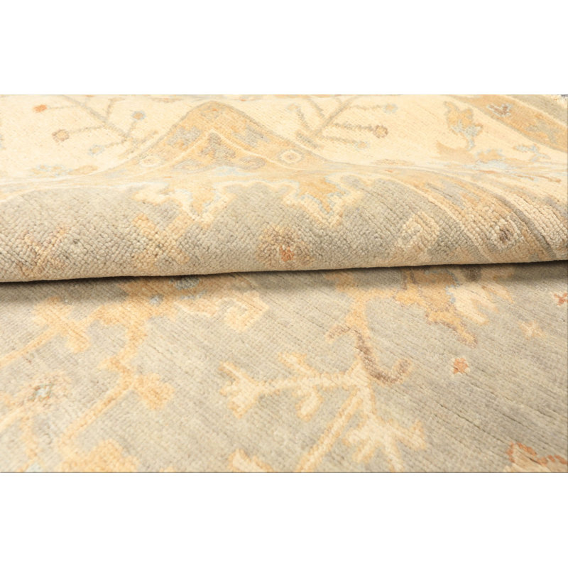 Tapis Oushak en laine noué à la main, gris ardoise, style transitionnel, 1,80 m x 2,69 m