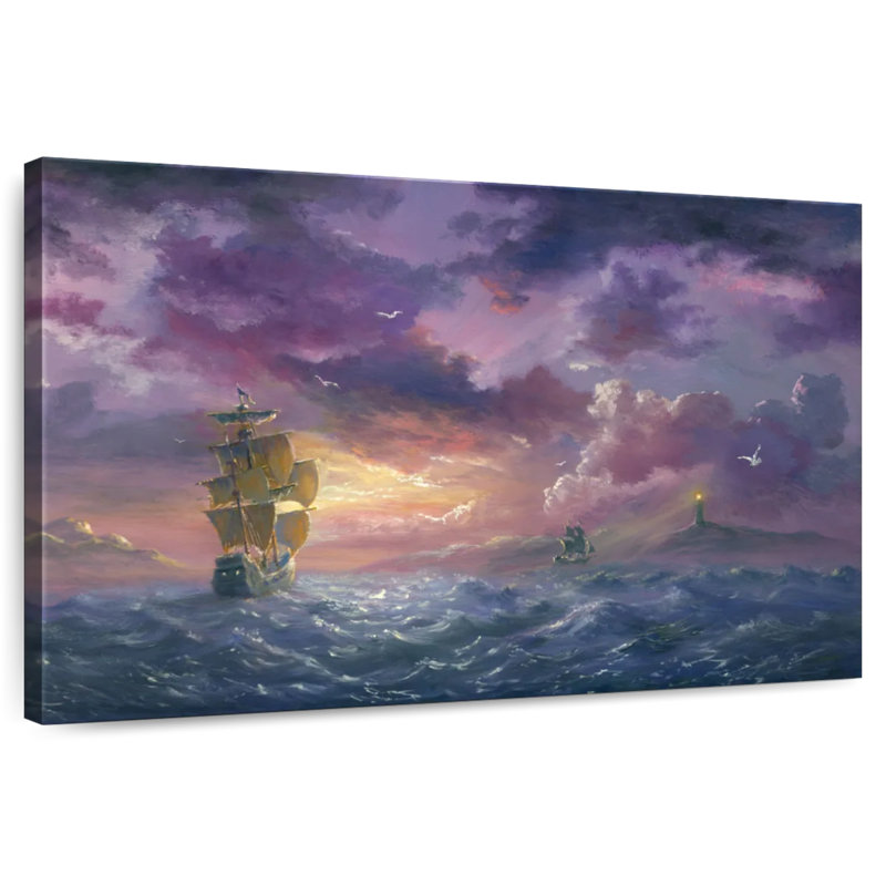 Aletra Lighthouse Guiding Ships, 16" H x 24" W