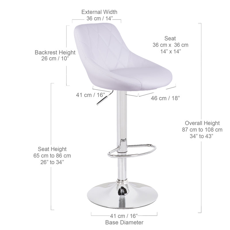 Tabouret de bar Adam, Blanc