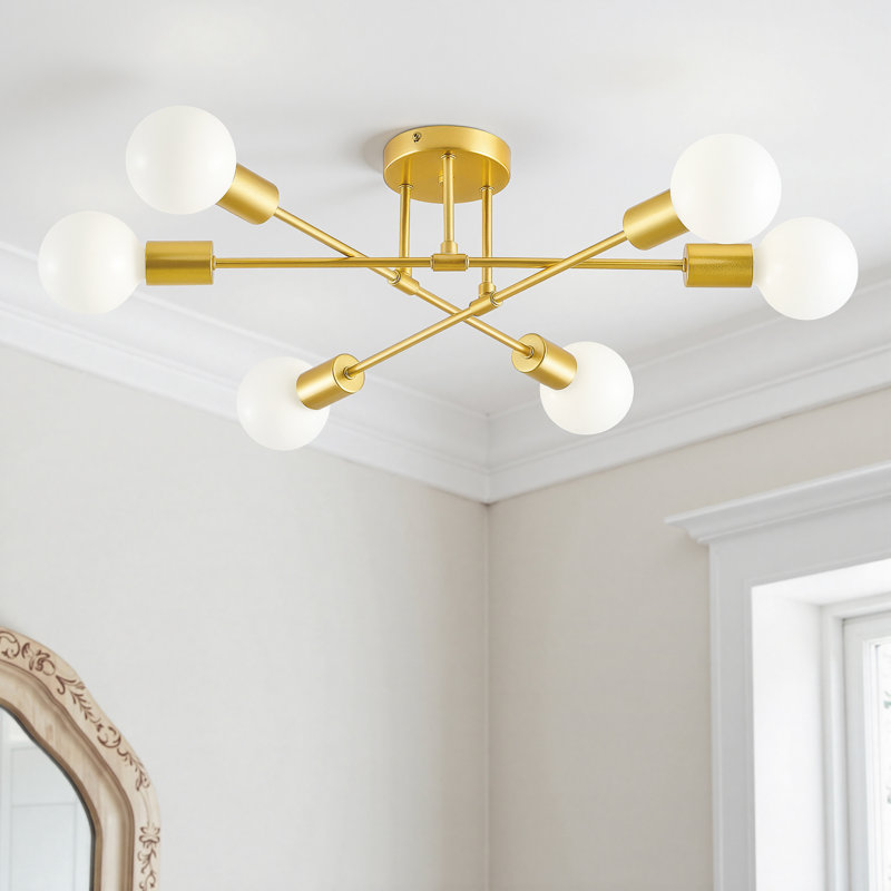 6-Light Adjustable Modern Sputnik Chandelier for Dining Room, Gold