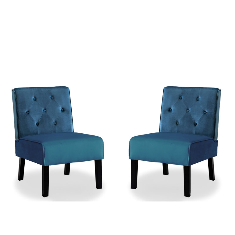 Fauteuil d'appoint 53 pièces 2 pièces 53 po avec tissu en velours et mousse de soutien, bleu pour chambre à coucher, bureau personnel, housse de salon, coussin en mousse souple, pièce, bureau