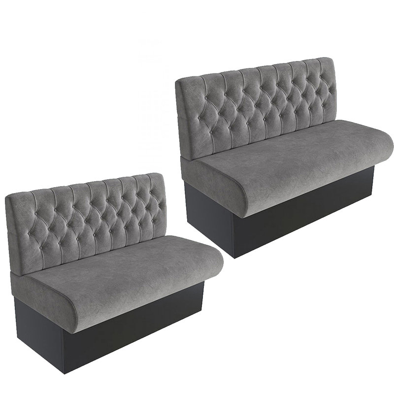 Banc rembourré en velours, Gris