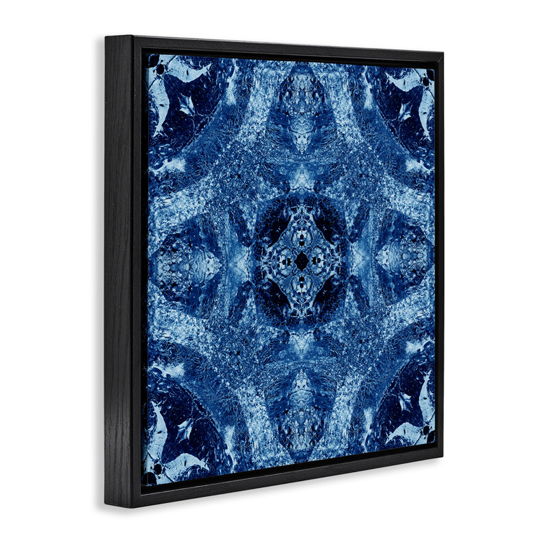 Cadre flottant à motif mosaïque par El Perkin, Cadre flottant noir de jais, H 18 po x l 18 po