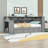 Twin Wooden Bed with Trundle and LED Headboard and Desk-124843055