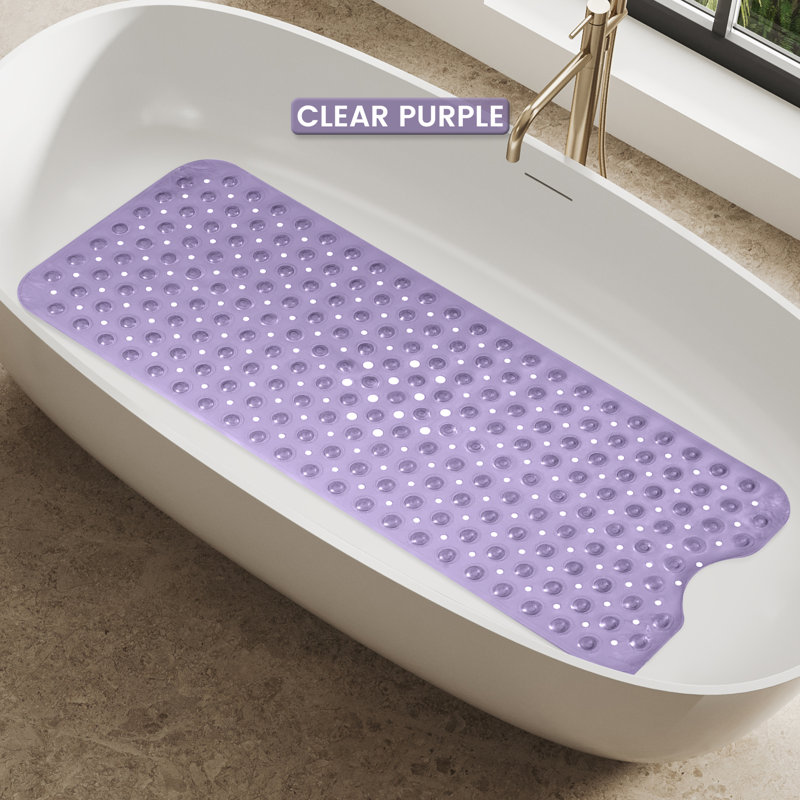 Large Bathtub Mat with Suction Cups & Non-Slip Backing Bath Mat, Purple