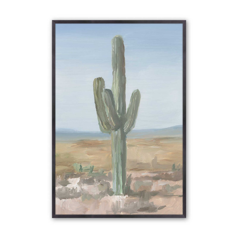 Cactus Saguaro intemporel I, Encadrement ouvert, zinc vieilli, H 37,25 po x l 25,25 po