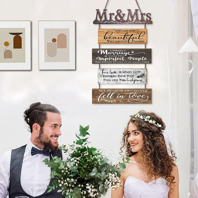 Collage mural rustique composé de 5 panneaux assemblés - Décoration murale rustique effet vieilli pour mariage, fiançailles, anniversaire, fête prénatale ou maison de campagne