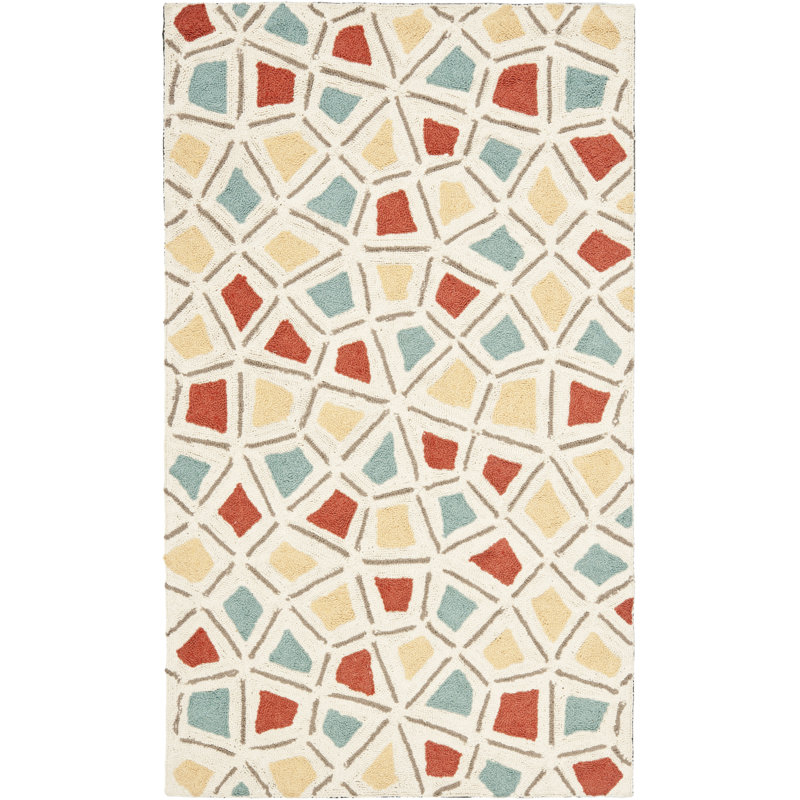 Tapis beige / rouge Spring Wheel, Rectangle 8 pi 6 po x 11 pi 6 po