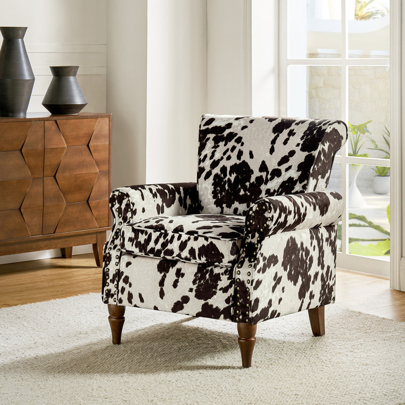 Asul Armchair with Nailhead Trim, Cowhide Velvet