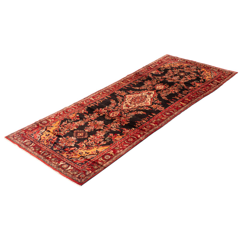 Tapis noir Melis Vintage 4 pi 5 po x 10 pi 10 po