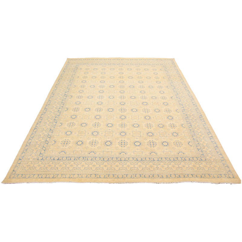 Tapis unique en laine noué à la main de style nouvel âge 18 / 20ème de 9 pi 6 po x 12 pi 11 po mamelouk