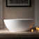 59" Freestanding Solid Surface Stone Resin Bathtub with Overflow,2 Drain Covers