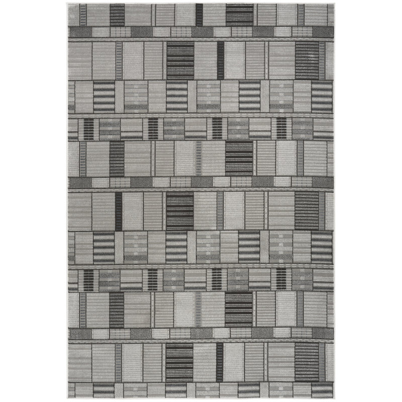 Faunsdale Black Grey Modern Indoor Rug, Rectangle 8' x 10'
