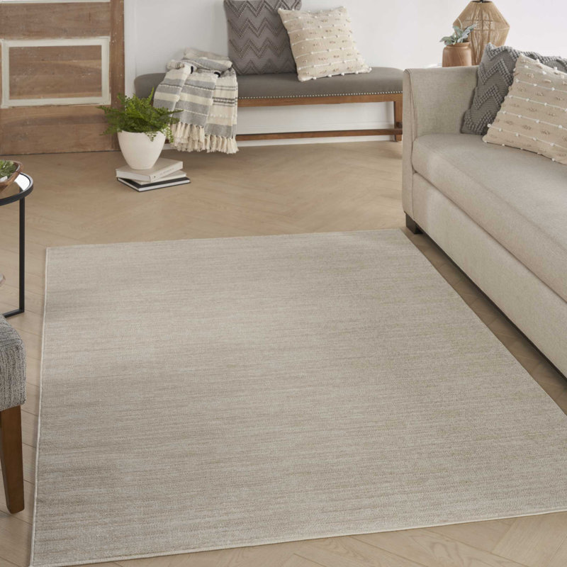 Mullican Sandy Solid Ivory/Beige Easy Care Indoor/Outdoor Area Rug, Rectangle 5' x 7'