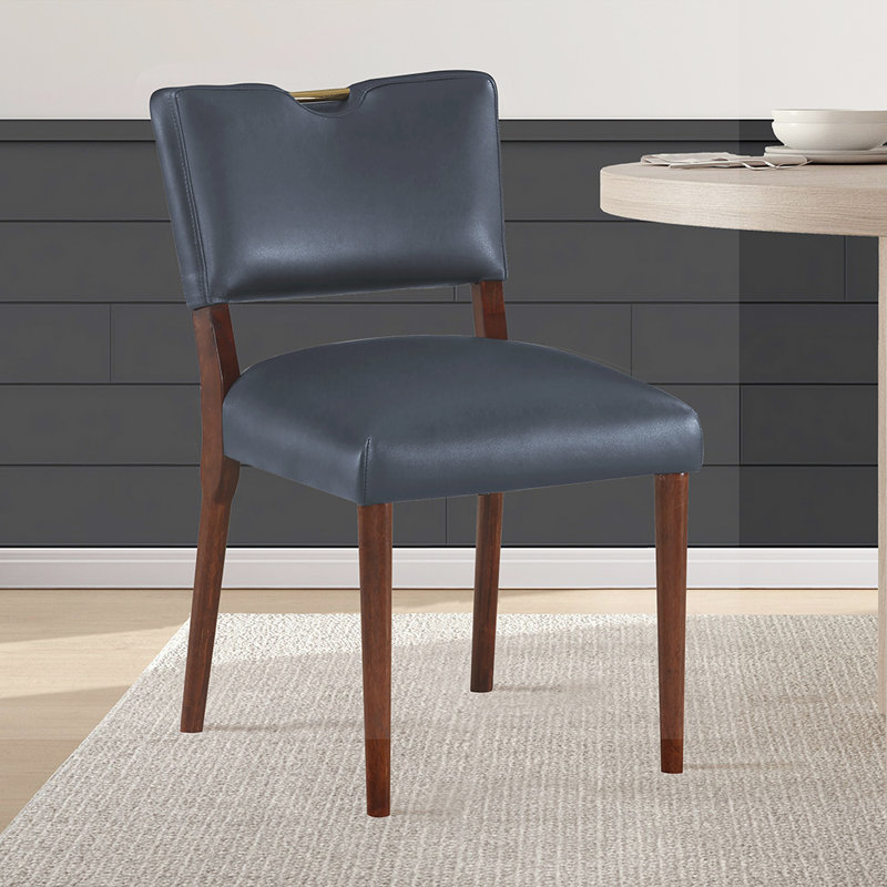Chaise de salle à manger en velours Wardat, Bleu marine foncé
