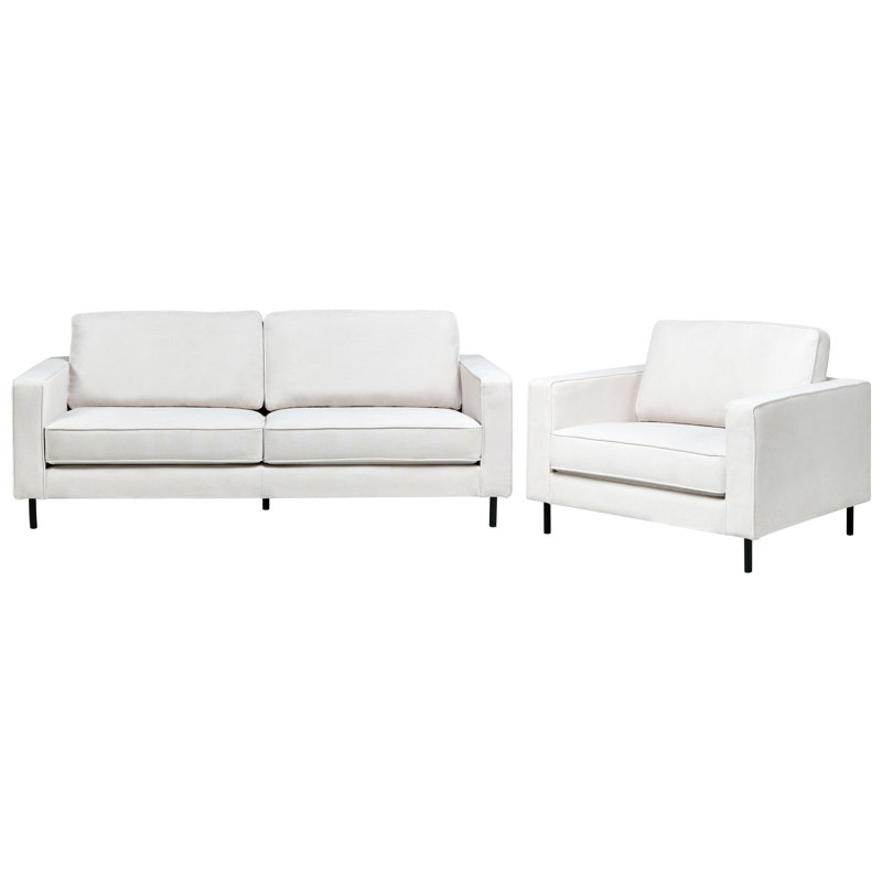 Living Room Set Sumaia Fabric 4 Seater, Off-White