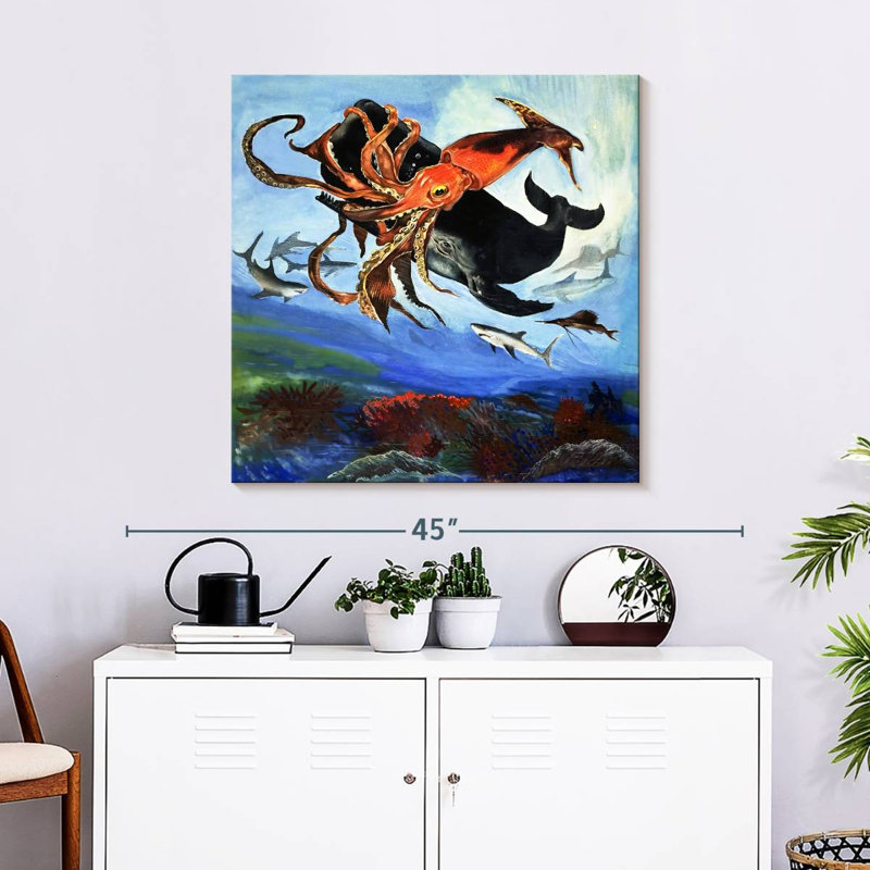 Brampt A Giant Squid Fights For Its Life, 30" H x 30" W