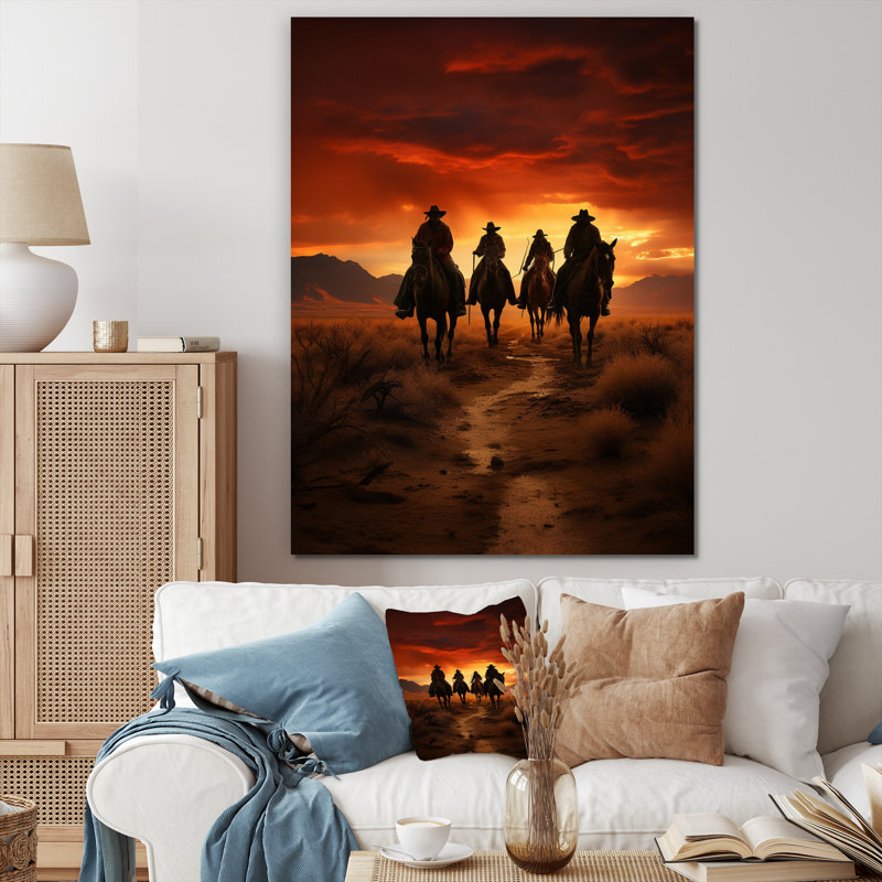 Western Sunset Riders, reproduction d'art sur toile, H 44 po x l 34 po x P 1,5 po, Toile tendue