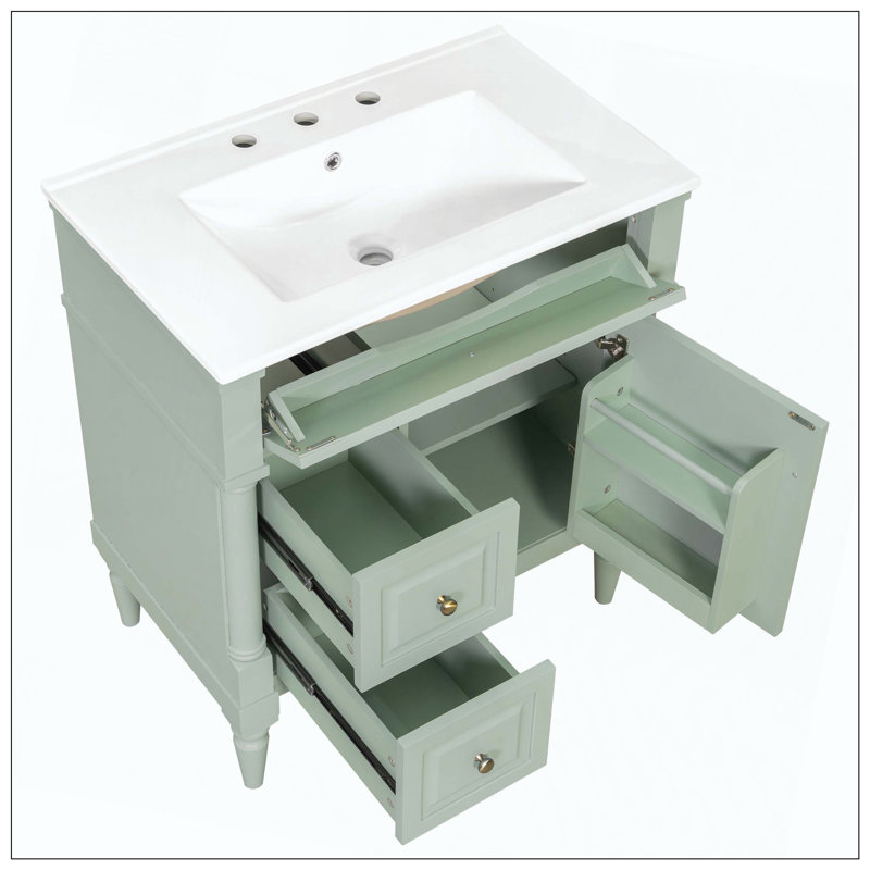 Lavabo de salle de bain autoportant, 30", Green