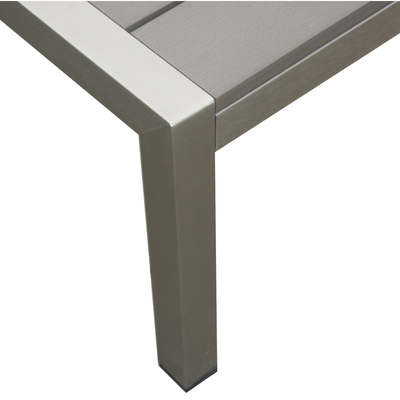 Aynura 76" Long Reclining Chaise Lounge Set with Table, Gray, Satin Silver