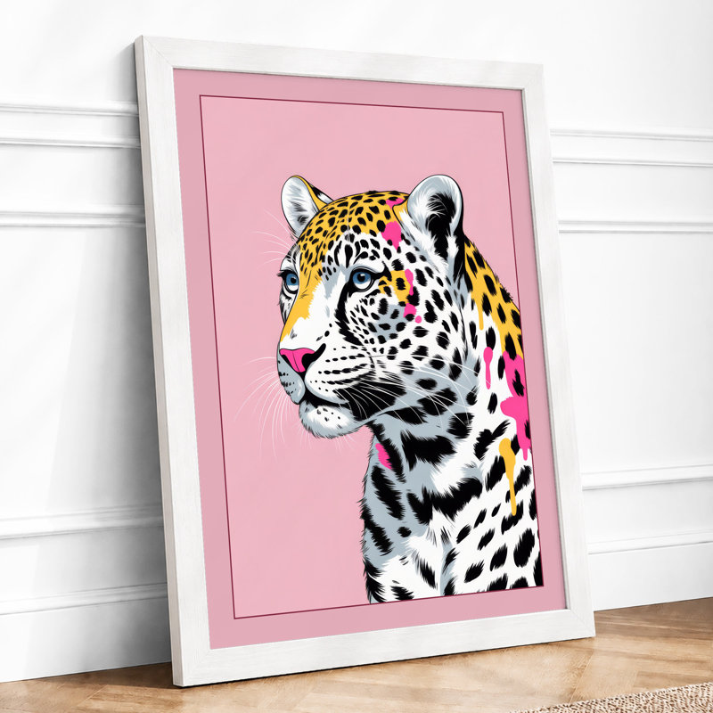 Leopard in Profile Modern - Framed Print, A3 - 42.0 x 29.7 cm, White