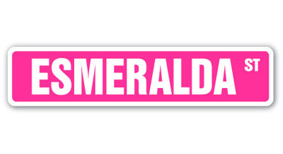 Esmeralda Street Sign Heavy Duty Plastic 4" X 18"