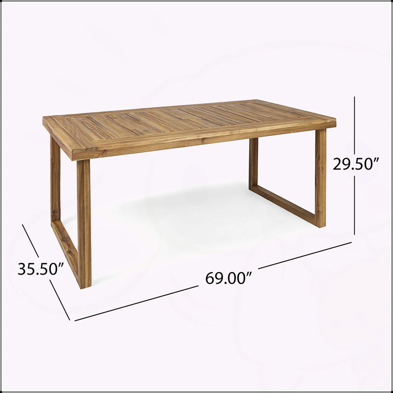 Outdoor 69" Solid Wood Dining Table, Natural