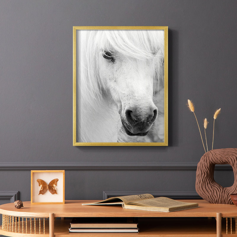 «Island Pony I», reproduction encadrée - bois massif, Cadre doré simple, H 28 po x l 22 po