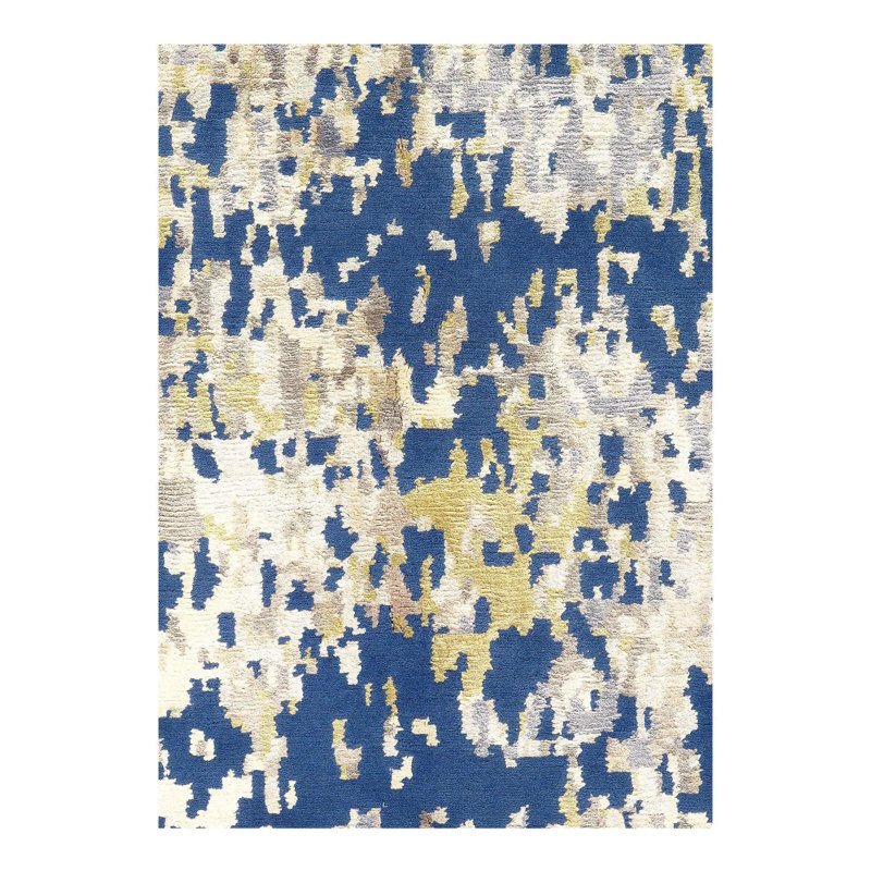 Abstract Area Rug in Navy Blue