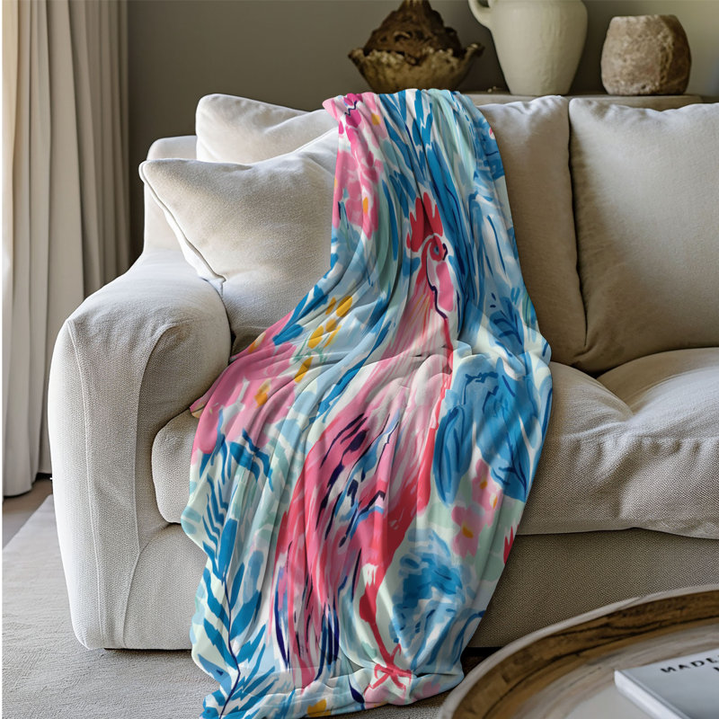 Cheerful Hen Patterns - 1 pièce Sherpa Premium, L 60 po x l 50 po