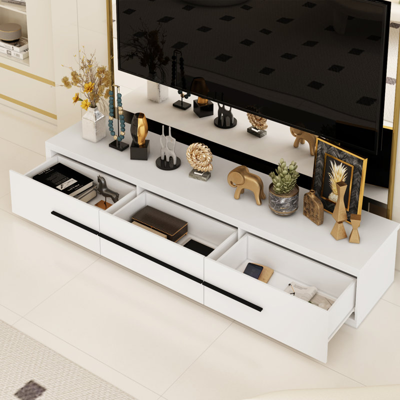 Extendable Media Console With Drawers