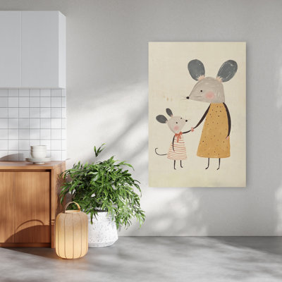 Sweet Mouse Family Contemporary Animal Wall Art Print by Mathieu - Wrapped Canvas Print