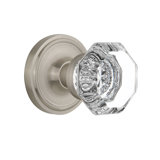 Clear Crystal Waldorf Interior Mortise Door Knob with Classic Rosette