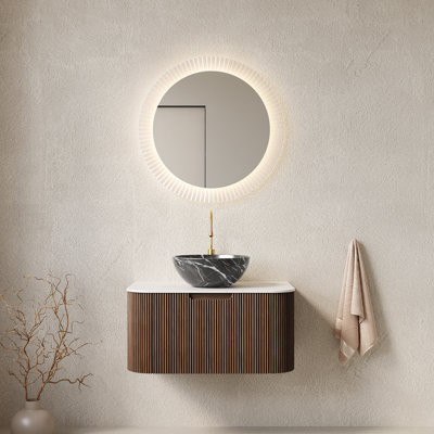 Meuble-lavabo flottant à rayures Anka