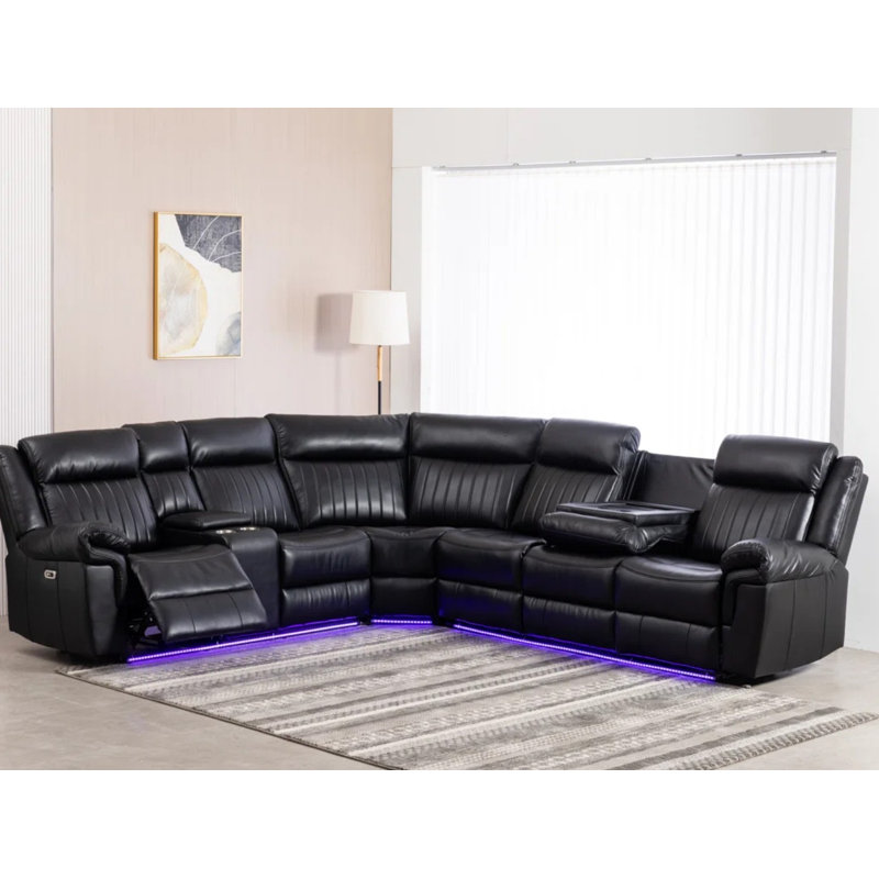 Canapé modulaire en cuir 3 pièces Arvard, Similicuir noir